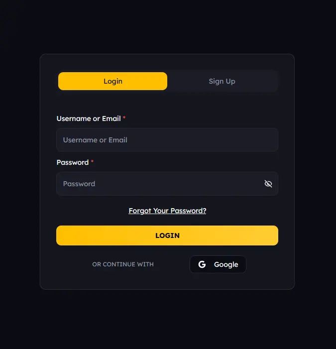 SweepLasVegas account login screen with email and password sign-in fields